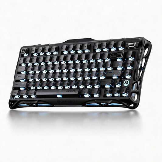 Gravastar Mercury K1 Stealth Black 75% Wireless Mechanical Keyboard, Aluminum Alloy Gaming Keyboard with Knob, Hot Swappable, Linear Switches, Transparent Keycaps, RGB Backlit, 2.4Ghz/Bt5.0/Usb for PC Gaming Summervibes